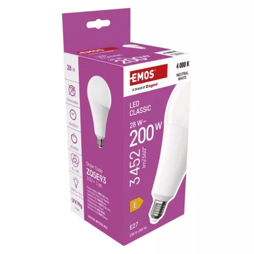 EMOS ZQ5E93, LED izzó Classic A95 / E27 / 28 W (200 W) / 3452 lm / Természetes fehér