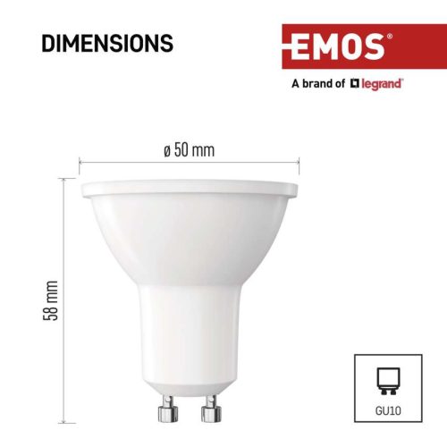 EMOS ZQ8E44, LED izzó Classic MR16 / GU10 / 7 W  (60 W) / 806 lm / Hideg fehér