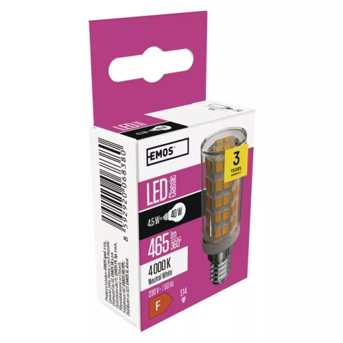 EMOS ZQ9141, LED izzó páraelszívóba Classic JC / E14 / 4,5 W (40 W) / 465 lm / természetes fehér