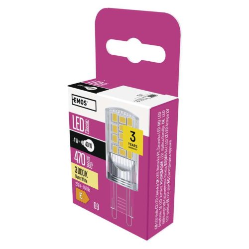 EMOS ZQ9544, LED izzó Classic JC / G9 / 4 W (40 W) / 470 lm / meleg fehér