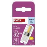 EMOS ZQ9D14, LED izzó Classic JC / G9 / 2,5 W (32 W) / 350 lm / Hideg fehér