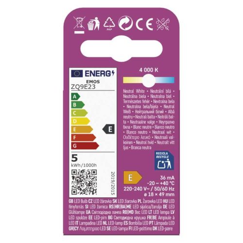 EMOS ZQ9E23, LED izzó Classic JC / G9 / 4,2 W (40 W) / 470 lm / Természetes fehér