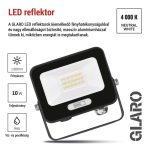 EMOS ZS2214B, LED reflektor GLARO 10W, fekete, IP65, 1000 lm, természetes fehér