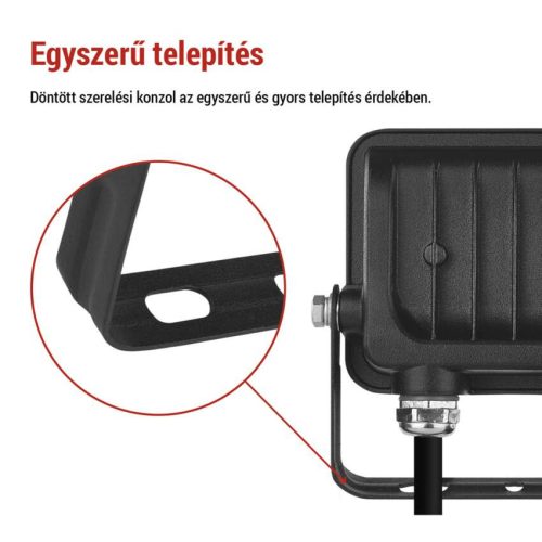 EMOS ZS2214B, LED reflektor GLARO 10W, fekete, IP65, 1000 lm, természetes fehér