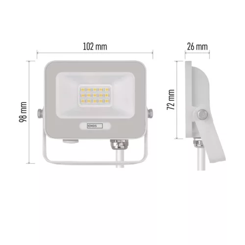 EMOS ZS2214W, LED reflektor GLARO 10W, fehér, IP65, 1000 lm, természetes fehér