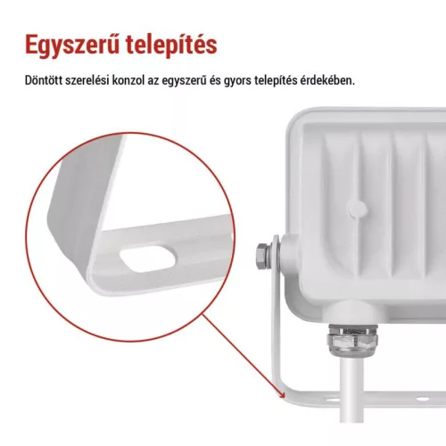 EMOS ZS2214W, LED reflektor GLARO 10W, fehér, IP65, 1000 lm, természetes fehér