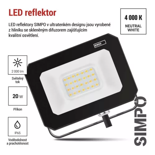 EMOS ZS2223, LED reflektor SIMPO 20 W természetes fehér