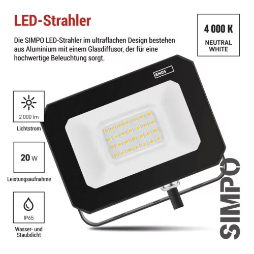 EMOS ZS2223, LED reflektor SIMPO 20 W természetes fehér