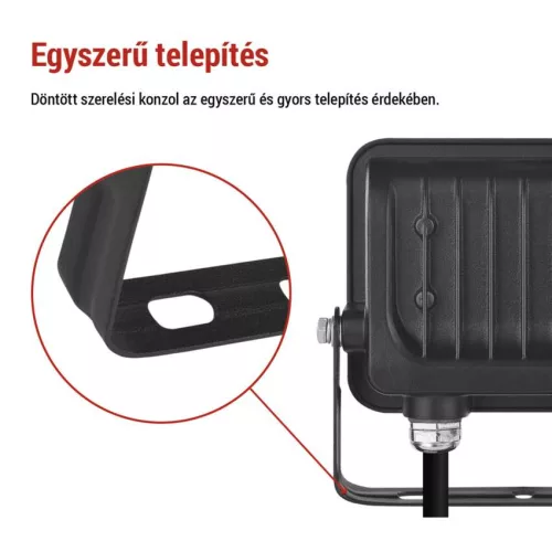 EMOS ZS2224B, LED reflektor GLARO 20W, fekete, IP65, 2000 lm, természetes fehér