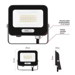 EMOS ZS2224B, LED reflektor GLARO 20W, fekete, IP65, 2000 lm, természetes fehér