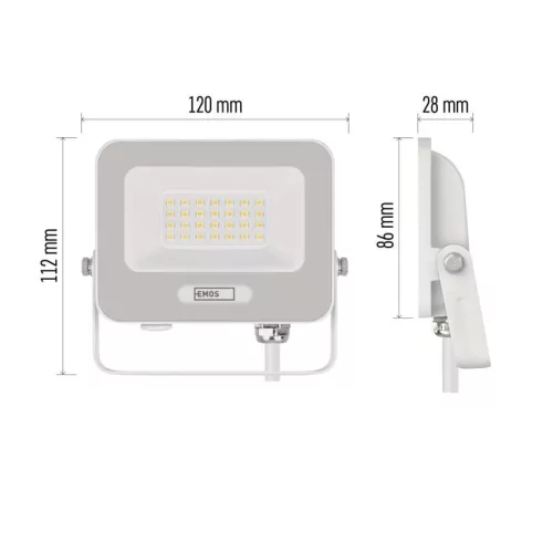 EMOS ZS2224W, LED reflektor GLARO 20W, fehér, IP65, 2000 lm, természetes fehér