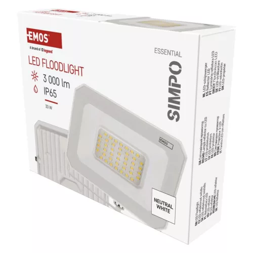 EMOS ZS2233W, LED reflektor SIMPO 30W, fehér, IP65, 3000 lm, természetes fehér