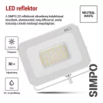 EMOS ZS2233W, LED reflektor SIMPO 30W, fehér, IP65, 3000 lm, természetes fehér