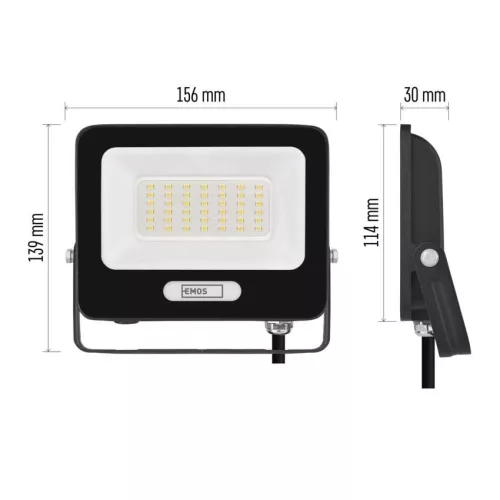 EMOS ZS2234B, LED reflektor GLARO 30W, fekete, IP65, 3000 lm, természetes fehér