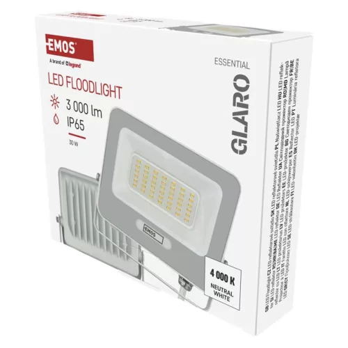 EMOS ZS2234W, LED reflektor GLARO 30W, fehér, IP65, 3000 lm, természetes fehér