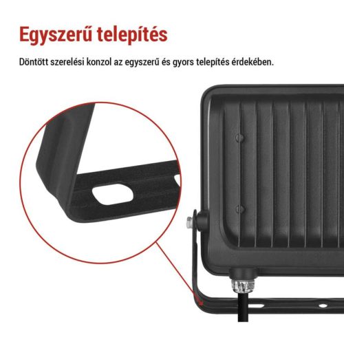 EMOS ZS2244B, LED reflektor GLARO 50W, fekete, IP65, 5000 lm, természetes fehér