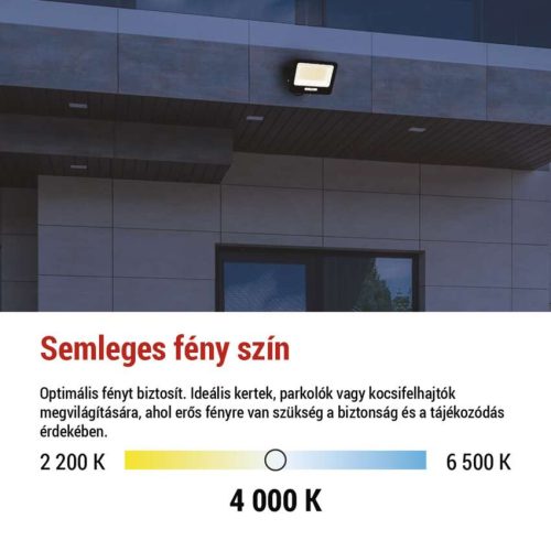 EMOS ZS2254B, LED reflektor GLARO 100W, fekete, IP65, 10000 lm, természetes fehér