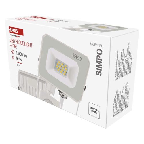 EMOS ZS2313W,  LED reflektor SIMPO 10W 1000LM IP44 PIR semleges fehér