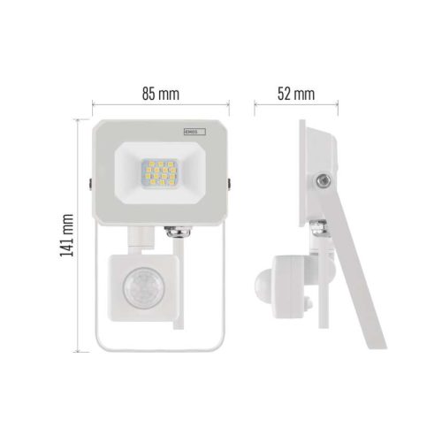EMOS ZS2313W,  LED reflektor SIMPO 10W 1000LM IP44 PIR semleges fehér