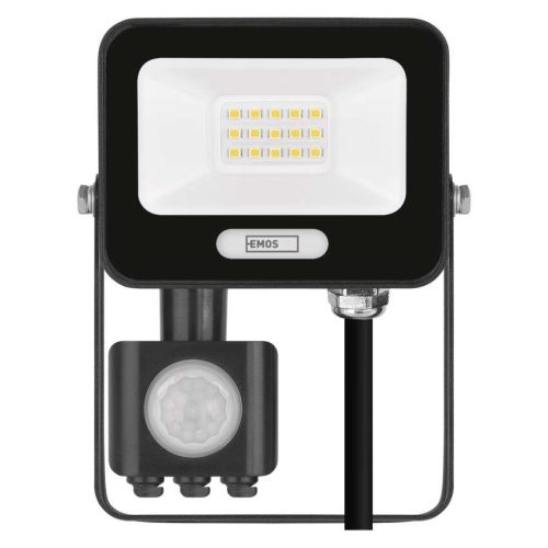 EMOS ZS2314B, LED reflektor GLARO PIR 10 W, fekete, IP54, 1000 lm, természetes fehér