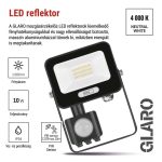 EMOS ZS2314B, LED reflektor GLARO PIR 10 W, fekete, IP54, 1000 lm, természetes fehér