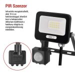 EMOS ZS2314B, LED reflektor GLARO PIR 10 W, fekete, IP54, 1000 lm, természetes fehér