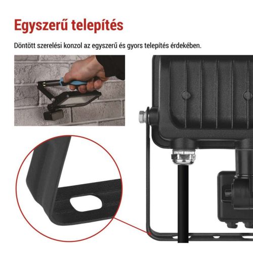 EMOS ZS2314B, LED reflektor GLARO PIR 10 W, fekete, IP54, 1000 lm, természetes fehér