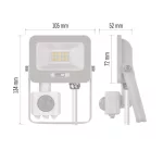 EMOS ZS2314W, LED reflektor GLARO PIR 10 W, fehér, IP54, 1000 lm, természetes fehér