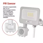 EMOS ZS2314W, LED reflektor GLARO PIR 10 W, fehér, IP54, 1000 lm, természetes fehér