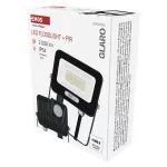 EMOS ZS2324B, LED reflektor GLARO PIR 20 W, fekete, IP54, 2000 lm, természetes fehér