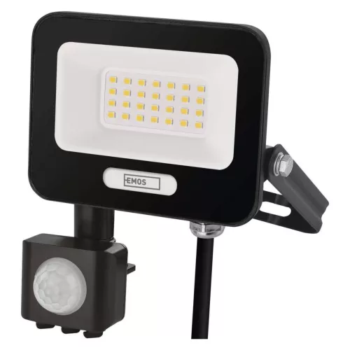 EMOS ZS2324B, LED reflektor GLARO PIR 20 W, fekete, IP54, 2000 lm, természetes fehér