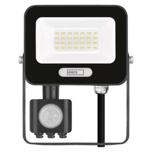 EMOS ZS2324B, LED reflektor GLARO PIR 20 W, fekete, IP54, 2000 lm, természetes fehér