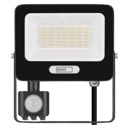 EMOS ZS2334B, LED reflektor GLARO PIR 30 W, fekete, IP54, 3000 lm, természetes fehér