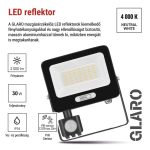 EMOS ZS2334B, LED reflektor GLARO PIR 30 W, fekete, IP54, 3000 lm, természetes fehér