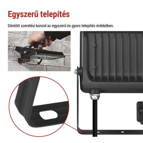 EMOS ZS2334B, LED reflektor GLARO PIR 30 W, fekete, IP54, 3000 lm, természetes fehér