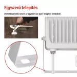 EMOS ZS2334W, LED reflektor GLARO PIR 30 W, fehér, IP54, 3000 lm, természetes fehér