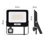 EMOS ZS2344B, LED reflektor GLARO PIR 50 W, fekete, IP54, 5000 lm, természetes fehér