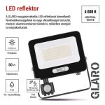 EMOS ZS2344B, LED reflektor GLARO PIR 50 W, fekete, IP54, 5000 lm, természetes fehér