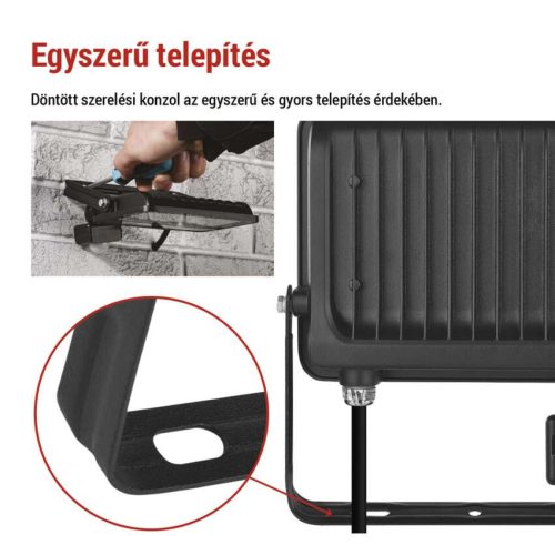 EMOS ZS2344B, LED reflektor GLARO PIR 50 W, fekete, IP54, 5000 lm, természetes fehér