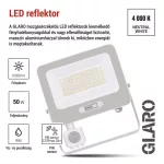EMOS ZS2344W, LED reflektor GLARO PIR 50 W, fehér, IP54, 5000 lm, természetes fehér