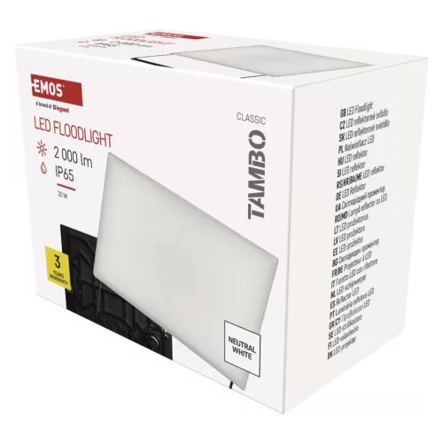 EMOS ZS2522, LED-es reflektor TAMBO, 20 W, 2000 lm, IP65, fekete