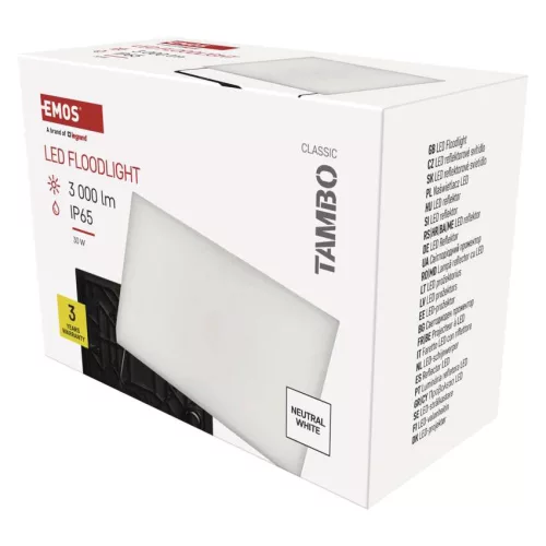 EMOS ZS2532, LED-es reflektor TAMBO, 30 W, 3000 lm, IP65, fekete