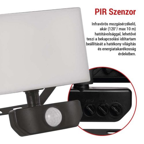 EMOS ZS2922, LED-es reflektor TAMBO mozgásérzékelővel, 20 W, 2000 lm, fekete