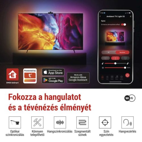 EMOS ZTV55, GoSmart Ambient LED RGB világítás TV-hez 55“ (139 cm)
