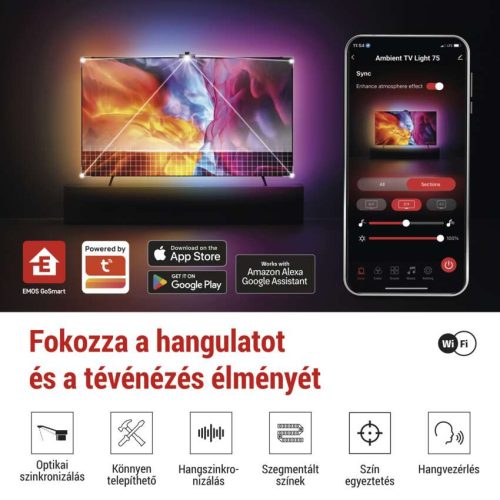 EMOS ZTV65, GoSmart Ambient LED RGB világítás TV-hez 65“ (164 cm)