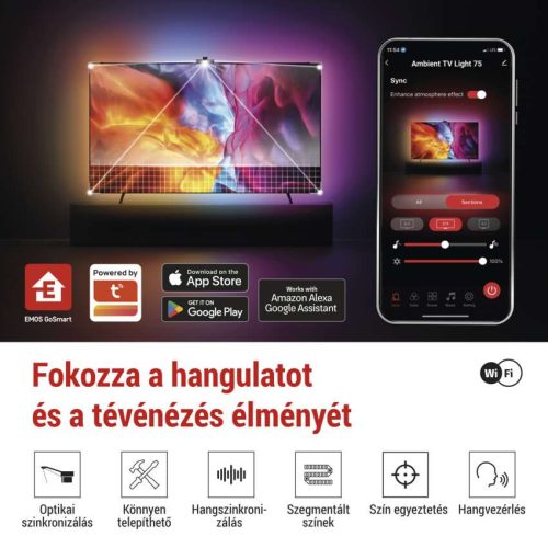 EMOS ZTV75, GoSmart Ambient LED RGB világítás TV-hez 75“ (189 cm)