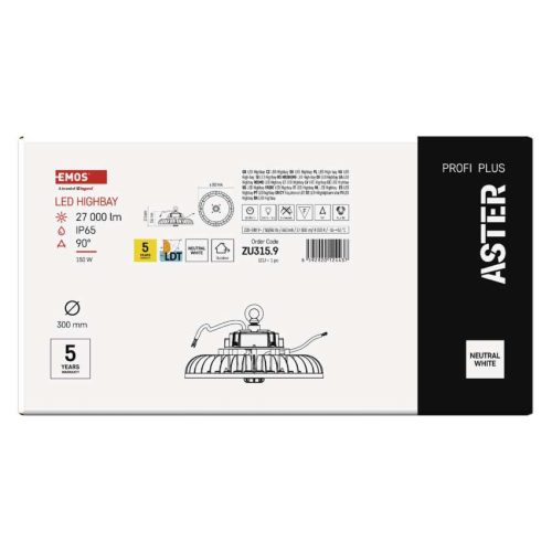 EMOS ZU315.9, LED HIGHBAY ipari mennyezeti lámpa ASTER 150W IP65 90°
