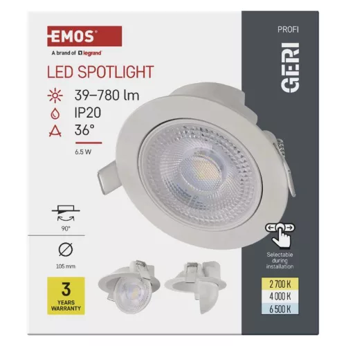 EMOS ZV1160, LED reflektor GERI fehér, kerek, 6,5W CCT
