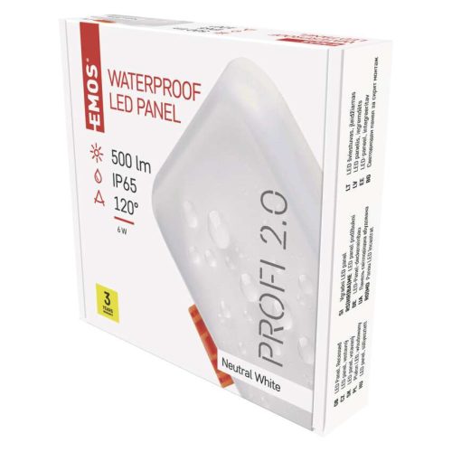 EMOS ZV2112, LED panel VIXXO beépíthető 6W 500lm IP65 term. fehér