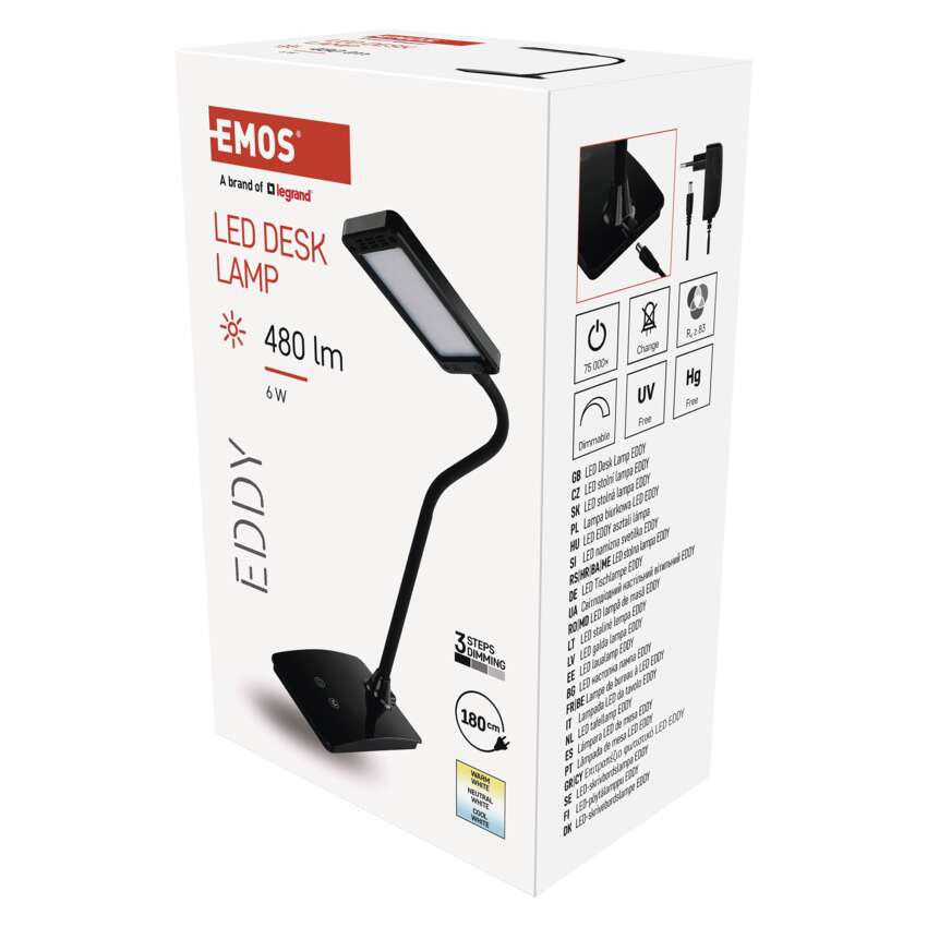 EMOS Z7599B, Eddy LED asztali lámpa, fekete – 3. kép